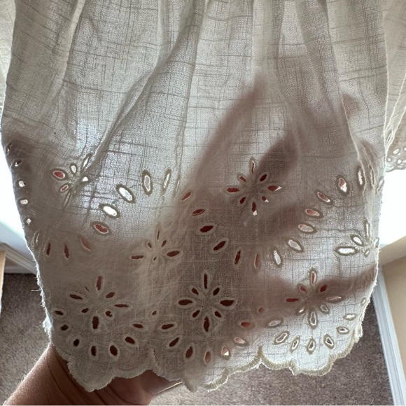 Old Navy White Eyelet Ruffle Strap Tank Top BOHO FAIRY Cottagecore 100% Cotton - Picture 3 of 6